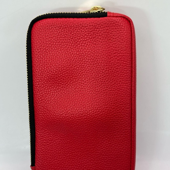 Bandolier Red Top Grain Leather Wallet Pouch with Gold Accents - Picture 6 of 8